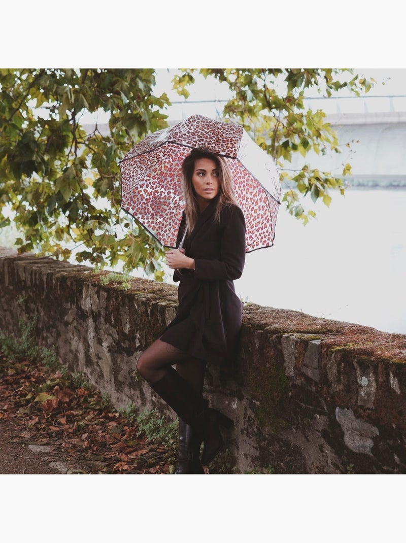 Parapluie canne automatique, cloche transparente, résistance au vent femme isotoner Noir Marron Noir - Kiabi