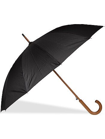 Parapluie canne deluxe bois ouverture automatique mixte adulte isotoner