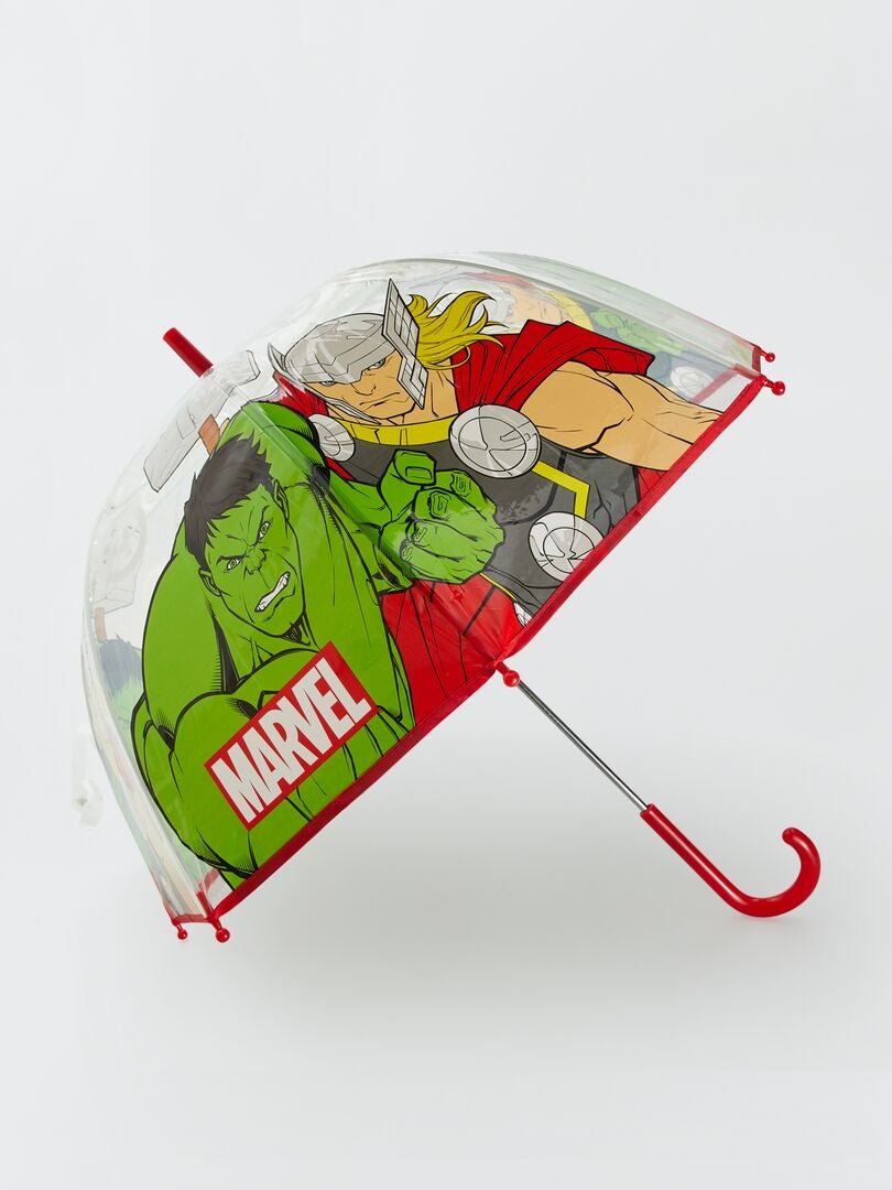 Parapluie Canne Rouge Classique - Poignée En Bambou Naturel - Style Élégant Homme Et Femme