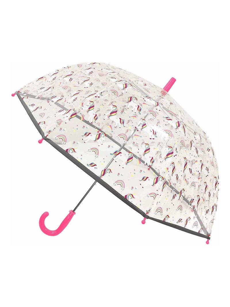 Parapluie cloche enfant transparent, Licorne SMATI Rose - Kiabi