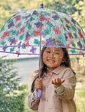 Parapluie cloche transparent, ouverture facile et sécurisante fille Isotoner