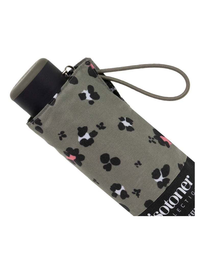 Parapluie compact, solide, ultra déperlant, à ouverture manuelle femme Isotoner Noir Kaki Blanc - Kiabi