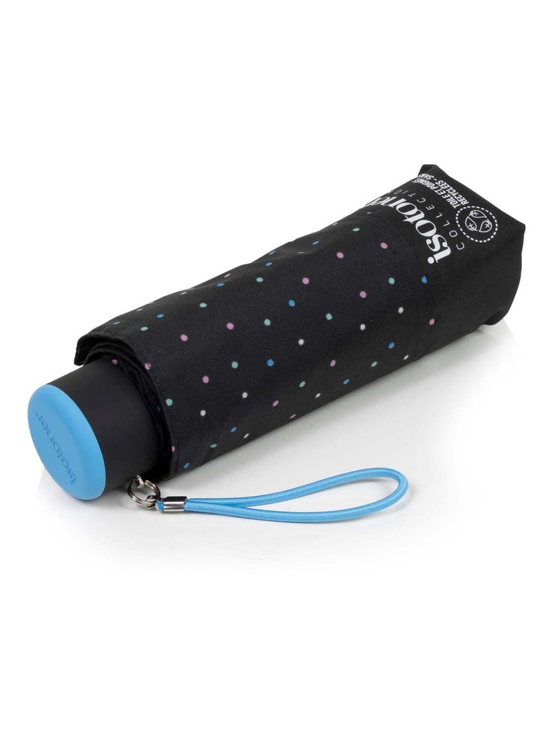 Parapluie compact, solide, ultra déperlant, à ouverture manuelle femme Isotoner Noir Rose Bleu - Kiabi