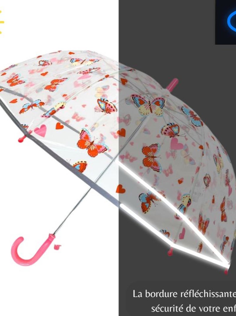 Parapluie enfant transparent, Papillon SMATI Rouge - Kiabi