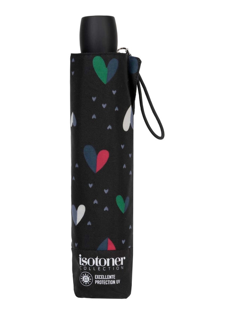 Parapluie petit prix, solide et ultra déperlant femme Isotoner Blanc / Noir / Vert - Kiabi