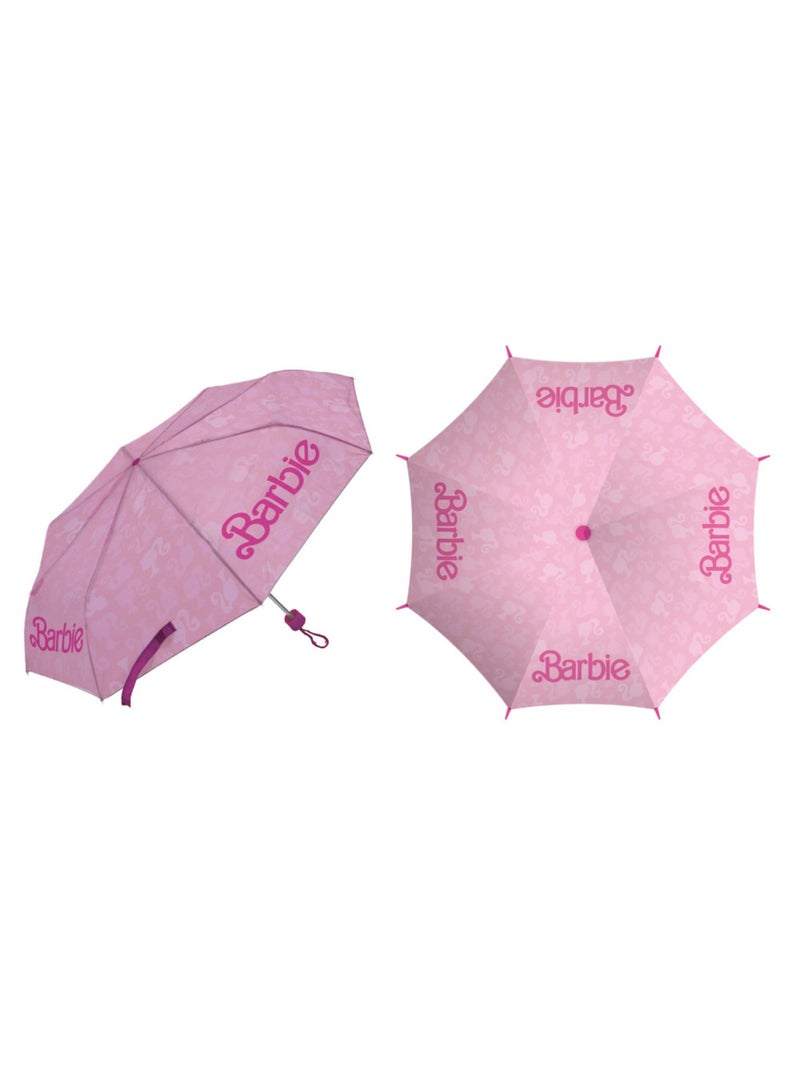 Parapluie Pliant -BARBIE, 8 Panneaux, Diamètre 96 cm Rose - Kiabi