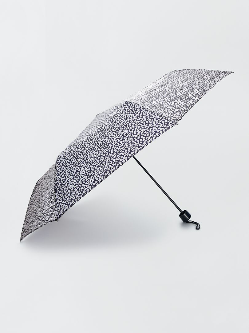 Parapluie pliant bleu marine fleurs - Kiabi