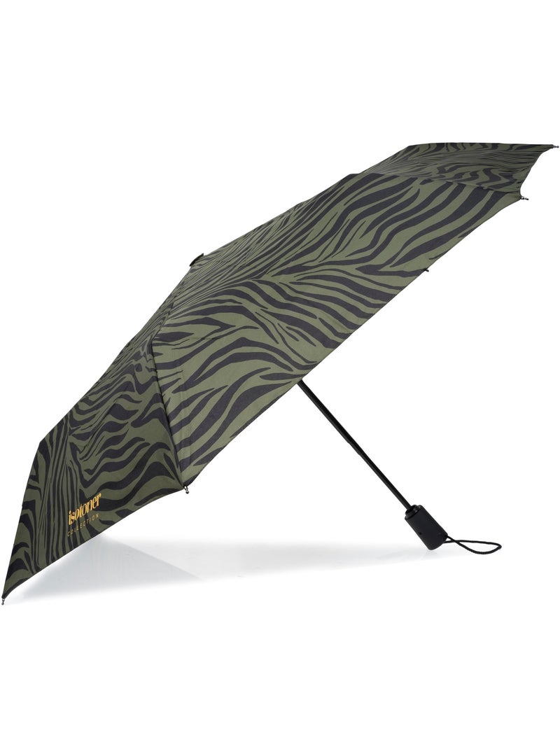 Parapluie solide, déperlant, à ouverture/ fermeture automatique femme isotoner Noir Kaki - Kiabi
