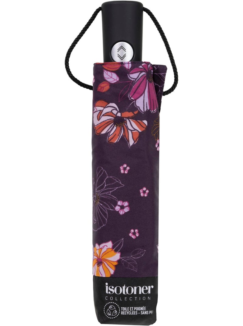 Parapluie solide, déperlant, à ouverture/ fermeture automatique femme isotoner Violet/Corail - Kiabi