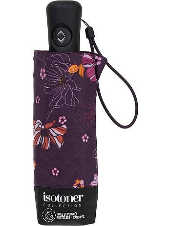 Parapluie solide, déperlant, large couverture 98 cm, mini 21cm et automatique femme isotoner