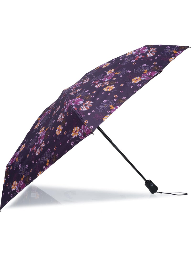 Parapluie solide, déperlant, large couverture 98 cm, mini 21cm et automatique femme isotoner Violet aubergine - Kiabi