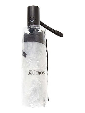 Parapluie solide, transparent, ouverture/fermeture manuelle femme Isotoner