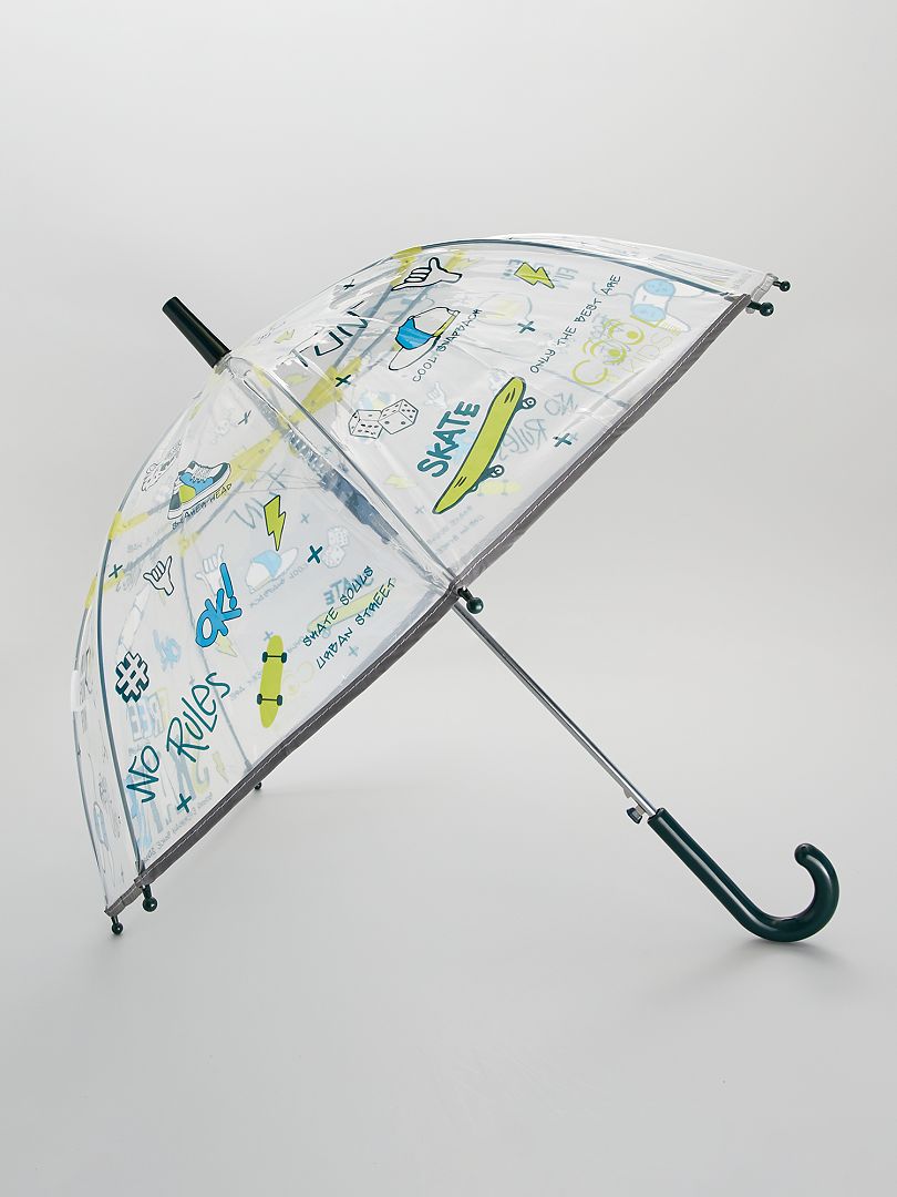 Parapluie transparent imprimé 'skate' vert - Kiabi