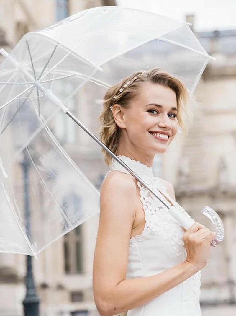 Parapluie transparent, long et automatique SMATI Blanc - Kiabi