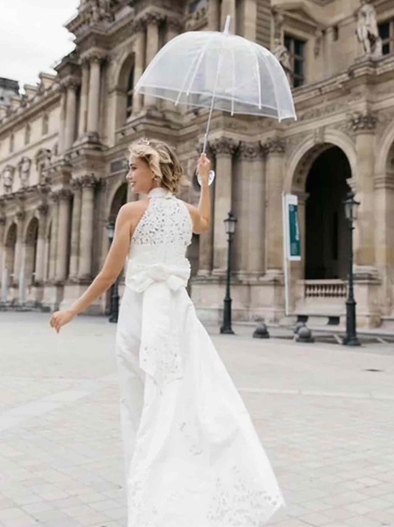 Parapluie transparent, long et automatique SMATI Blanc - Kiabi