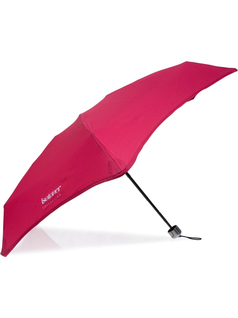 Parapluie xtra solide antiretournement, compact et léger 17,5cm, déperlant femme isotoner Rose framboise - Kiabi