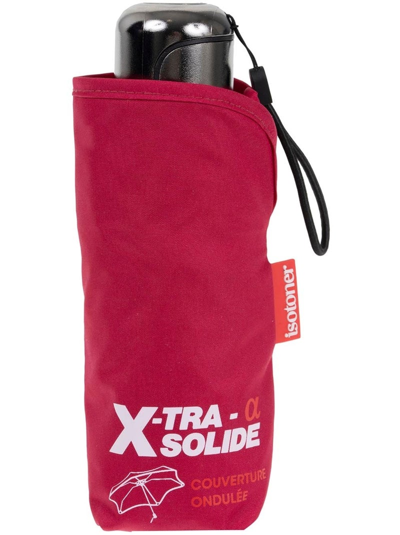 Parapluie xtra solide antiretournement, compact et léger 17,5cm, déperlant femme isotoner Rose framboise - Kiabi