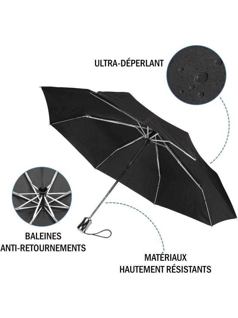 Parapluie xtra solide, déperlant, ouverture/fermeture automatique homme isotoner Gris Noir - Kiabi