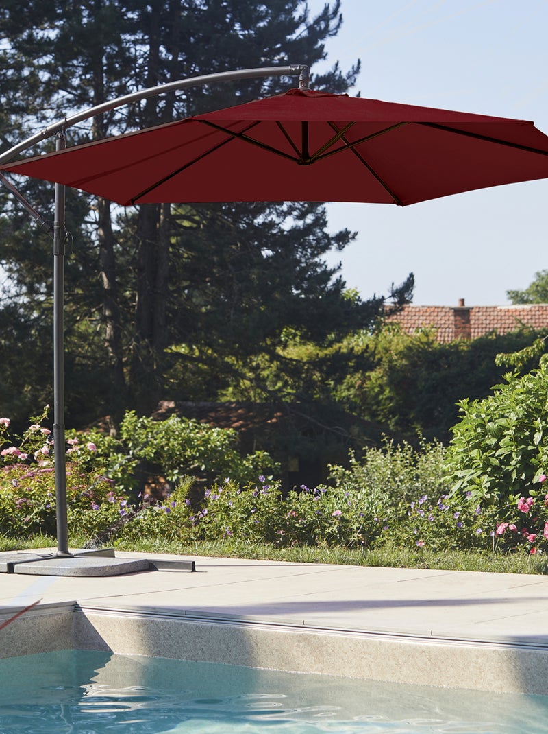 Parasol Ø 3 m Mat Déporté à Manivelle Bordeaux - Kiabi