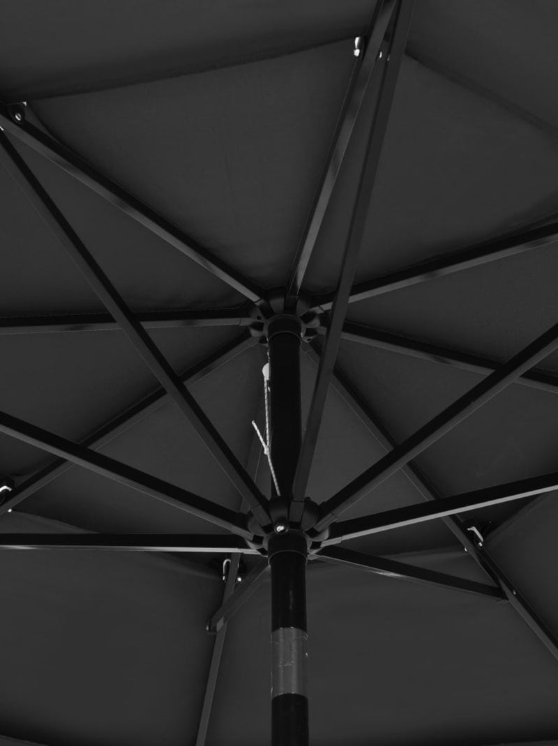 Parasol à 3 niveaux avec mât en aluminium 3 mètres gris anthracite - Kiabi