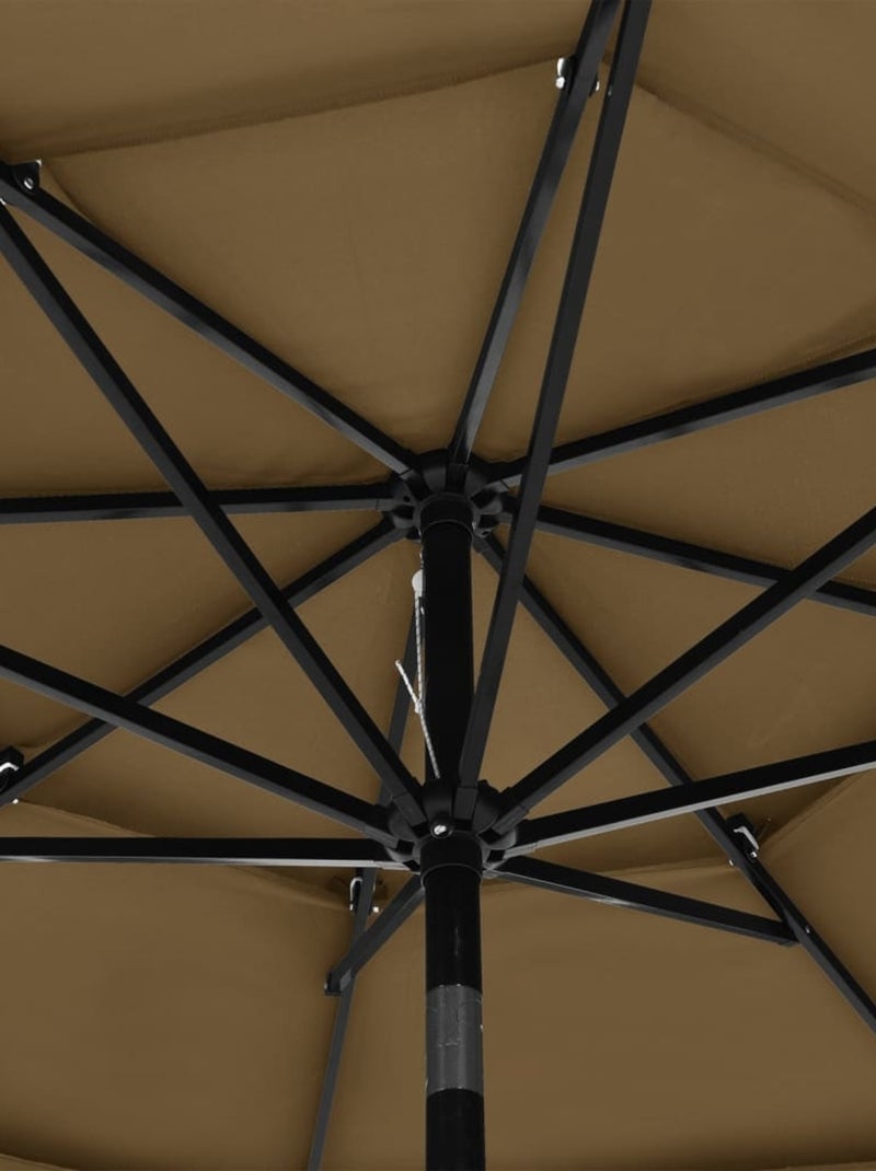 Parasol à 3 niveaux avec mât en aluminium 3 mètres Taupe - Kiabi