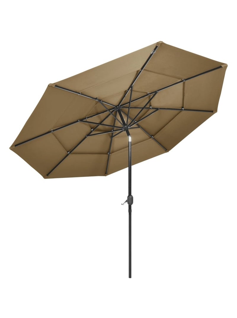 Parasol à 3 niveaux avec mât en aluminium 3 mètres Taupe - Kiabi