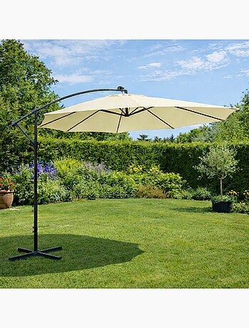 SOLENZARA - Parasol LED carré déporté 3x3x terracotta en aluminium