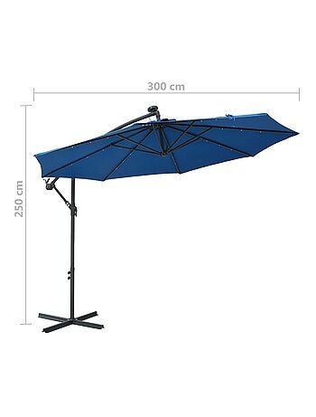 Parasol déporté Ø 300 cm avec éclairage LED
