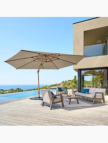 Parasol déporté avec mât effet bois TIKEO