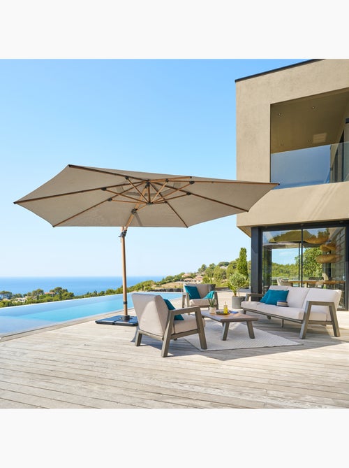 Parasol déporté avec mât effet bois TIKEO - Kiabi Parasol déporté avec mât effet bois TIKEO - Kiabi