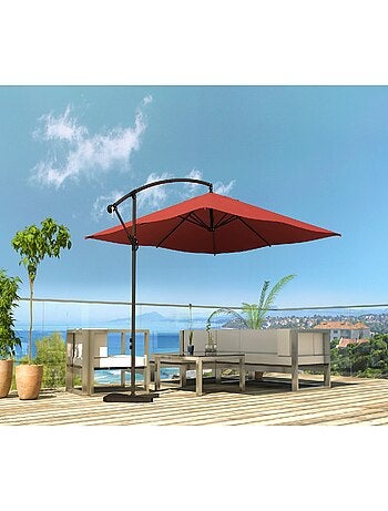 SOLENZARA - Parasol carré 3x3 déporté gris en aluminium