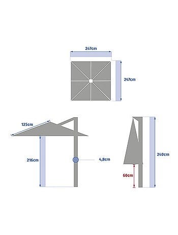 Parasol déporté carré MANOA
