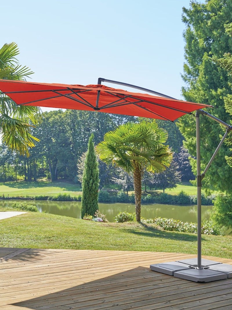 Parasol déporté carré MANOA Rouge - Kiabi