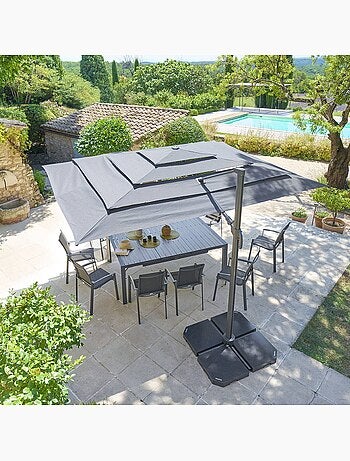 Parasol déporté rectangulaire inclinable 4x3m multi-toiles MELHIA