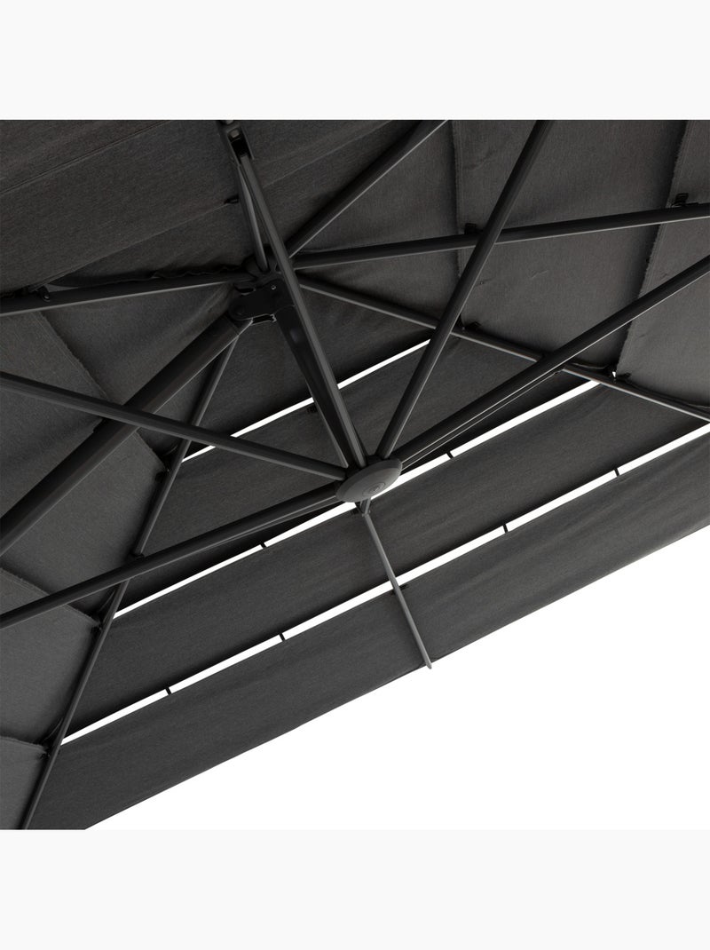 Parasol déporté rectangulaire inclinable 4x3m multi-toiles MELHIA gris anthracite - Kiabi