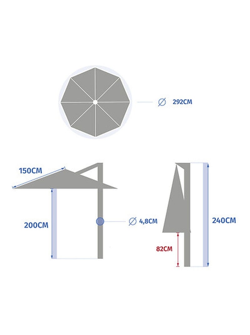 Parasol déporté rond MANOA Rouge - Kiabi