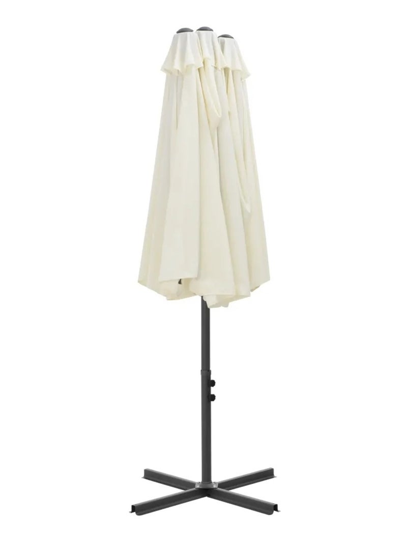 Parasol d'extérieur double toit et poteau en aluminium Beige - Kiabi