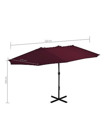 Parasol d'extérieur double toit et poteau en aluminium