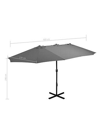 Parasol d'extérieur double toit et poteau en aluminium