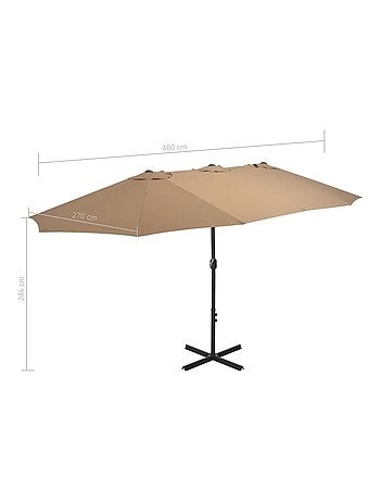 Parasol d'extérieur double toit et poteau en aluminium