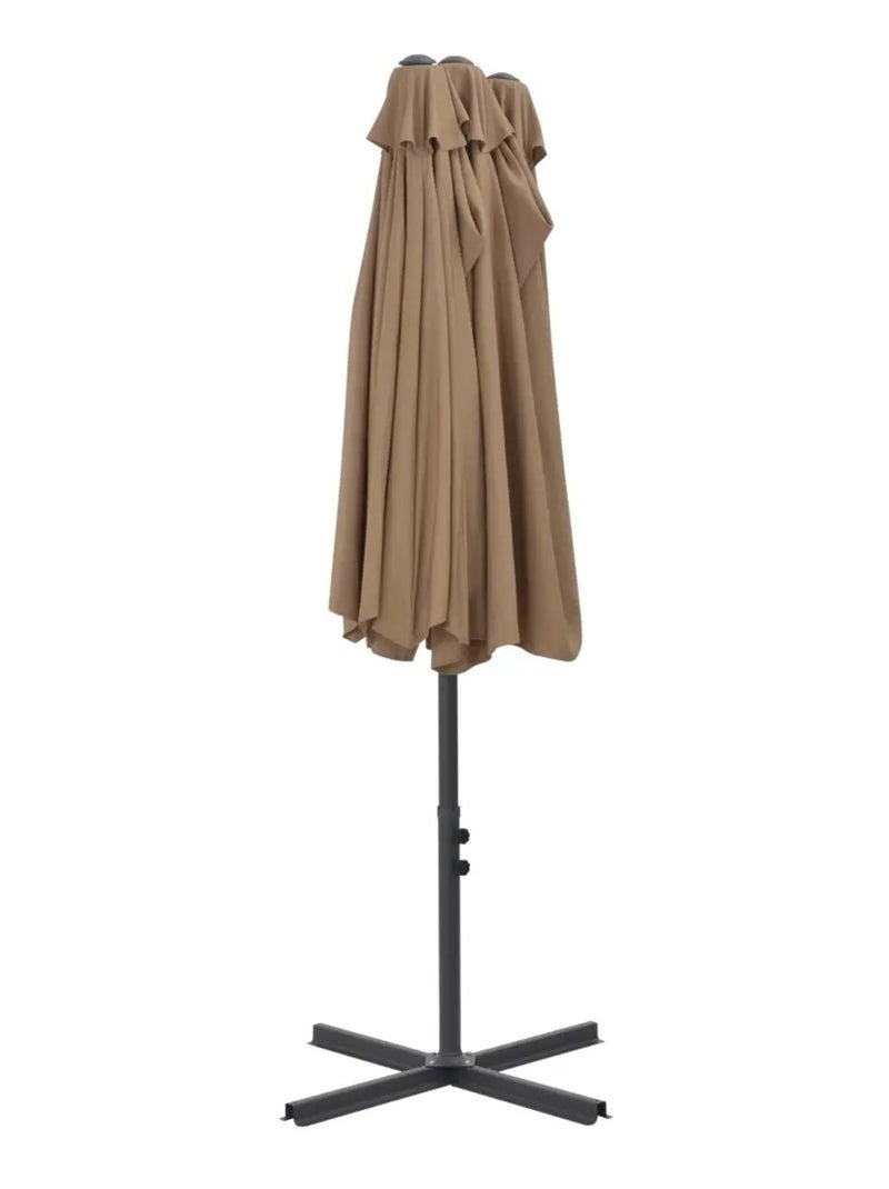 Parasol d'extérieur double toit et poteau en aluminium Taupe - Kiabi