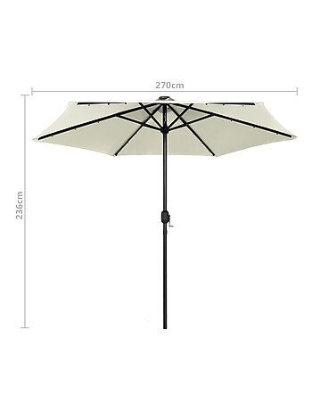Parasol droit Ø 270 cm avec LED