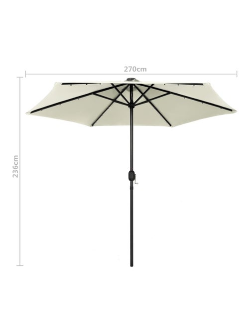 Parasol droit Ø 270 cm avec LED - Kiabi