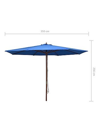 Parasol droit avec mât en bois Ø 350 cm