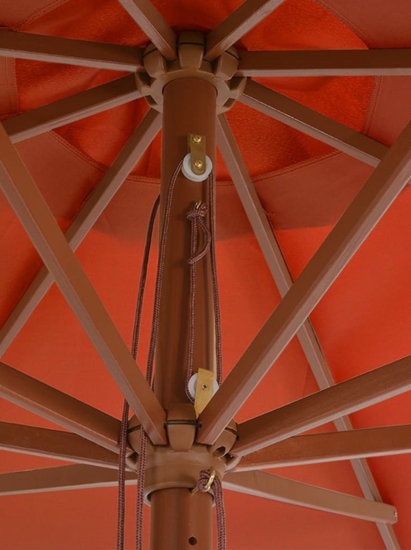 Parasol droit avec mât en bois Ø 350 cm Brique - Kiabi