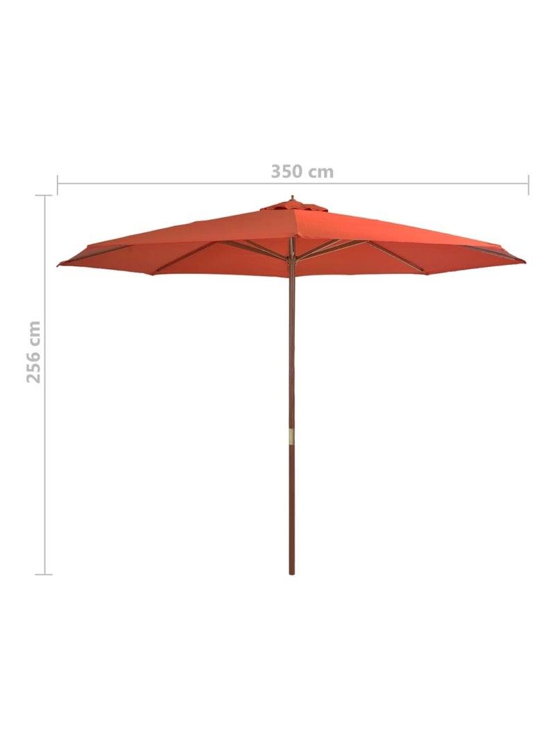 Parasol droit avec mât en bois Ø 350 cm Brique - Kiabi