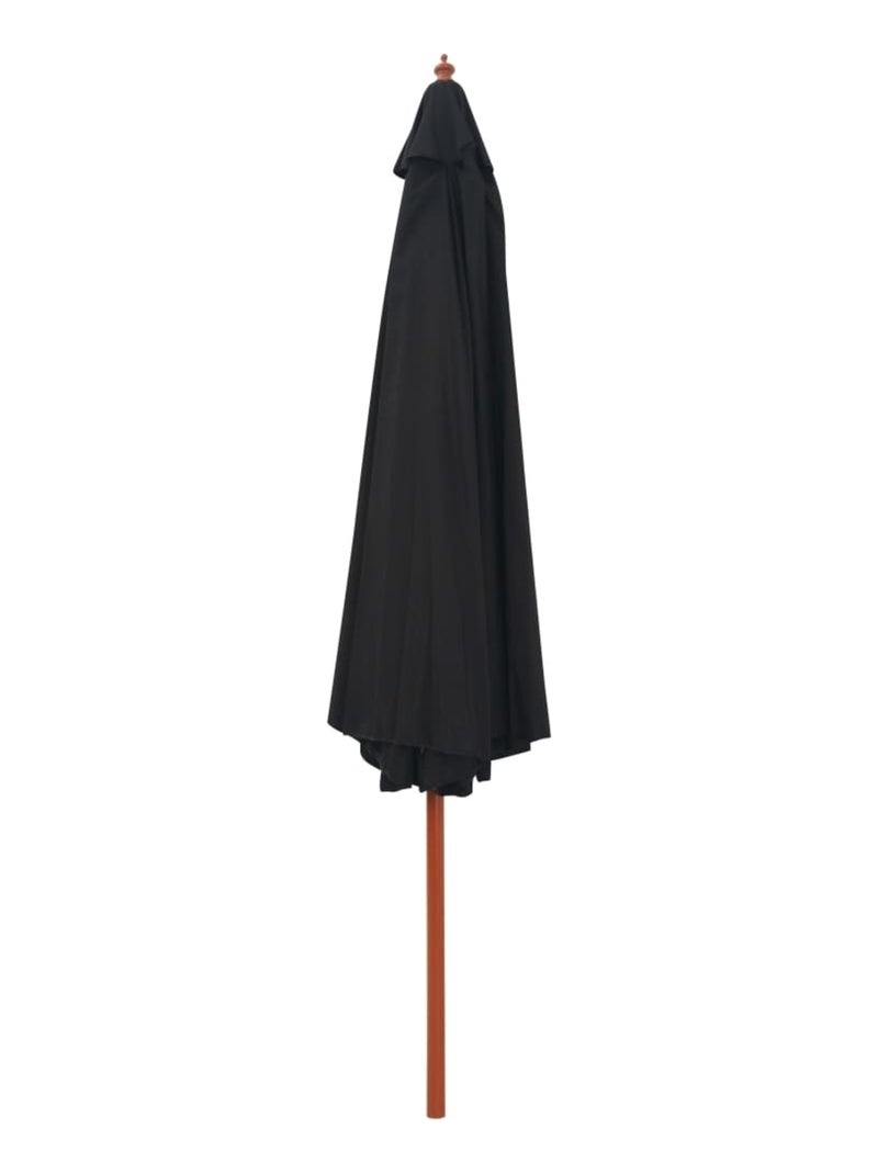 Parasol droit avec mât en bois Ø 350 cm Noir - Kiabi