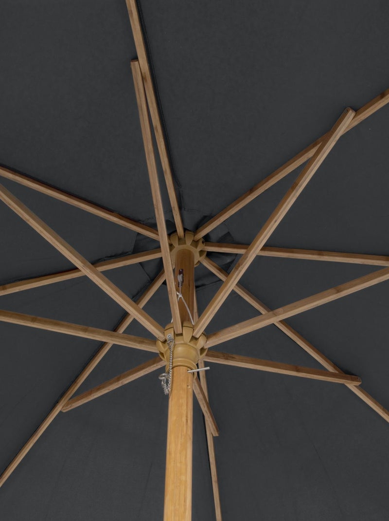 Parasol droit rond en bambou Tinaei Gris foncé - Kiabi