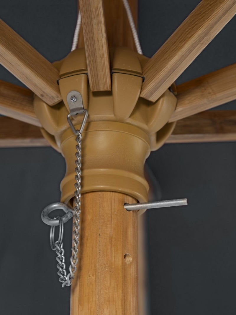 Parasol droit rond en bambou Tinaei Gris foncé - Kiabi
