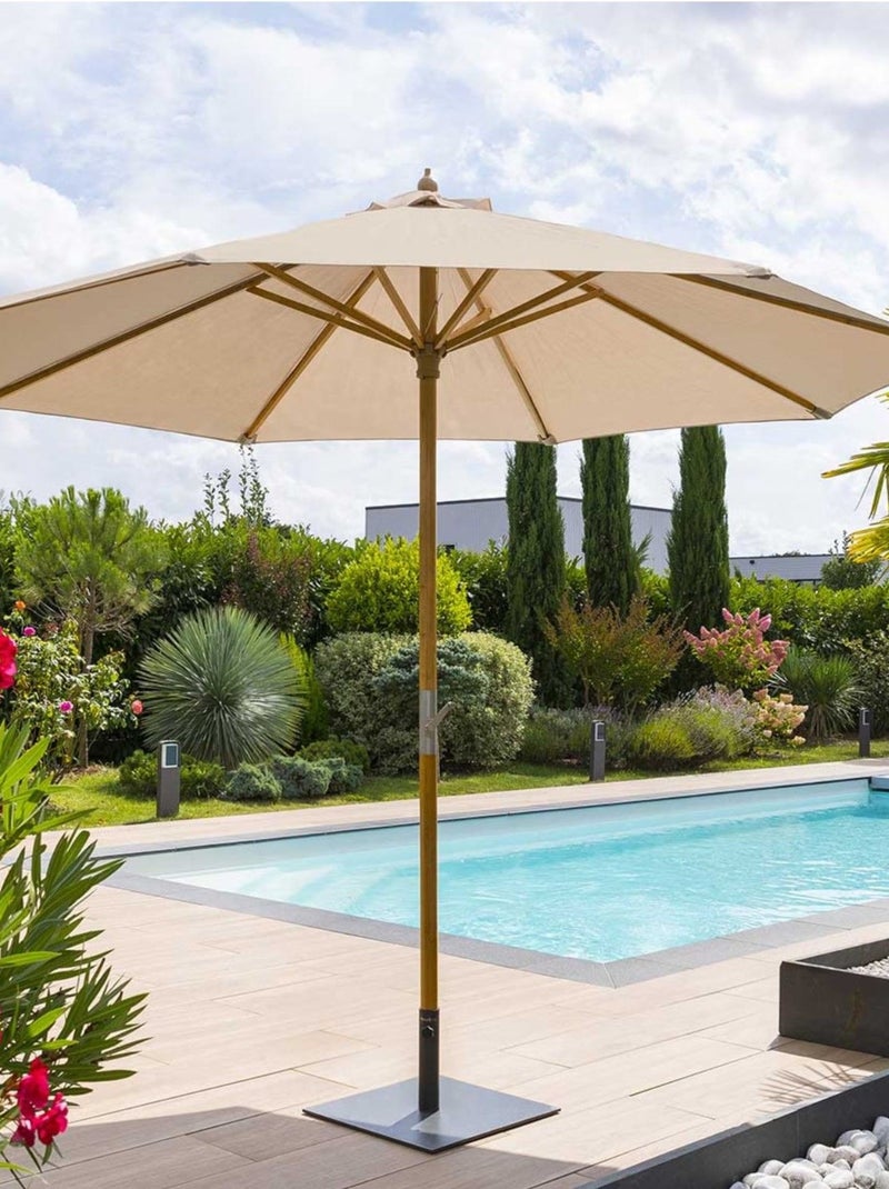 Parasol droit rond en oléfine TINAEI Taupe - Kiabi